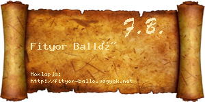 Fityor Balló névjegykártya